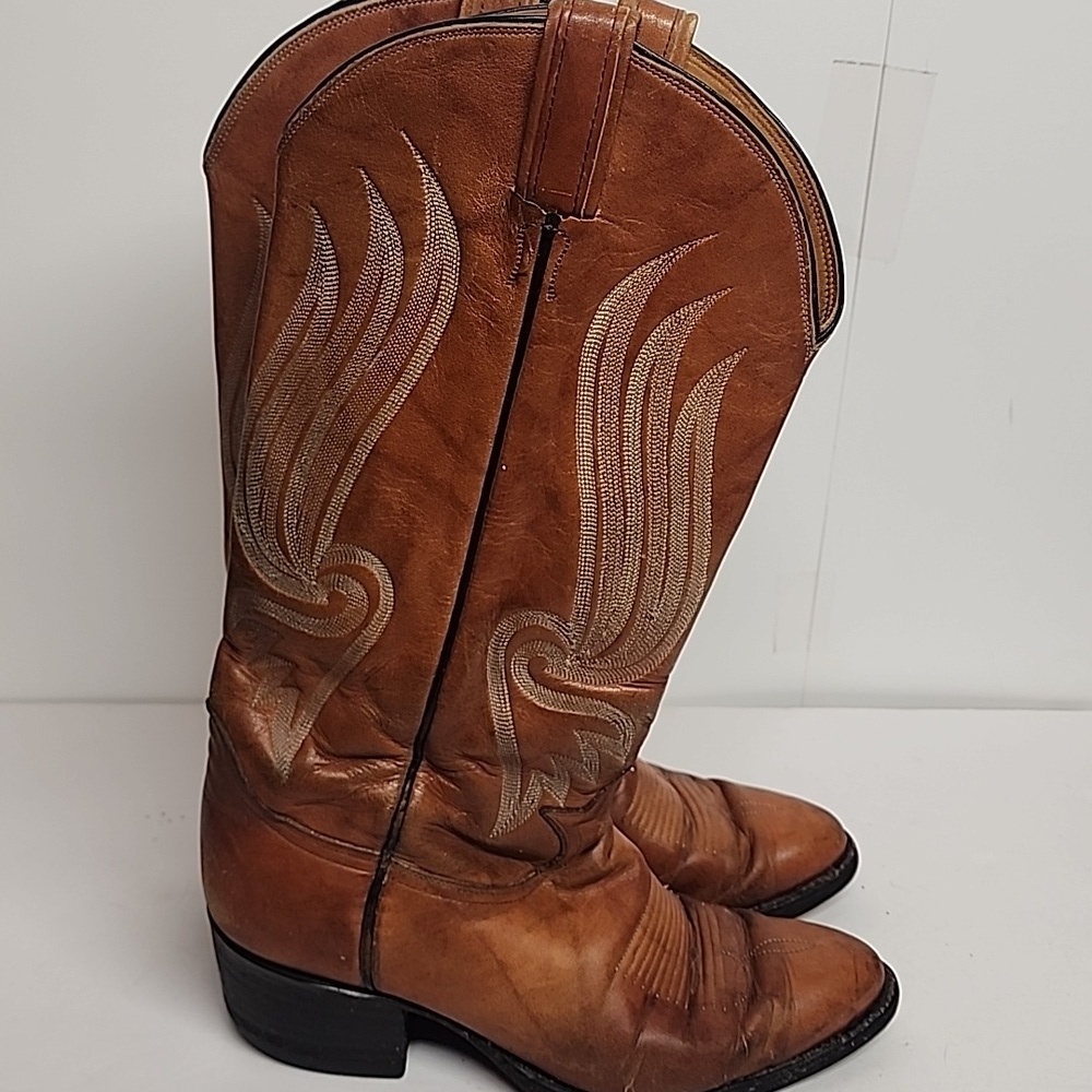 Tony Lama Cats Paw Vintage brown leather cowboy boots sz 8M/9.5W UNISEX YeeHaw!! - Picture 5 of 11
